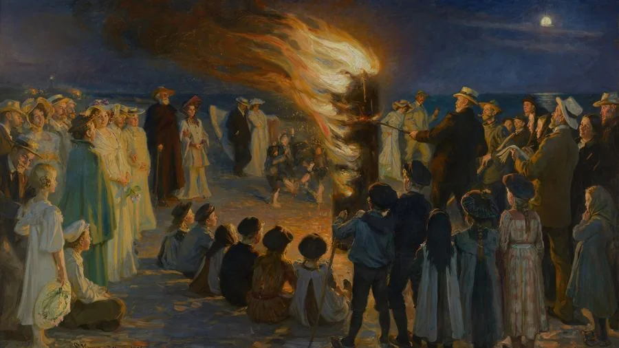 Midsummer Eve Bonfire on Skagen’s Beach, Krøyer, 1906