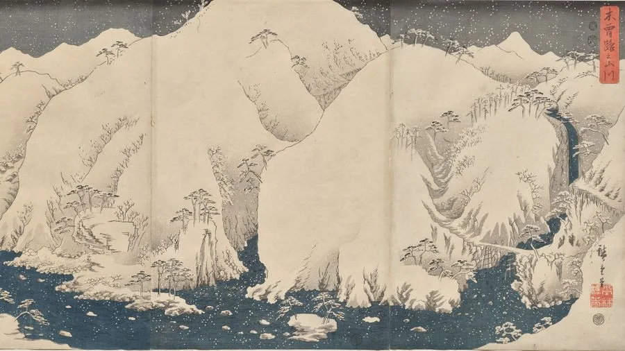 Snow in the Kiso Mountains, Hiroshige, 1857